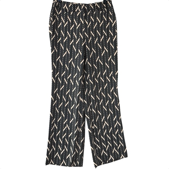 Chico's Pants - Chicos Wide Leg Pants Womens 00 XS Black Tan Miter Print Stretch Career New